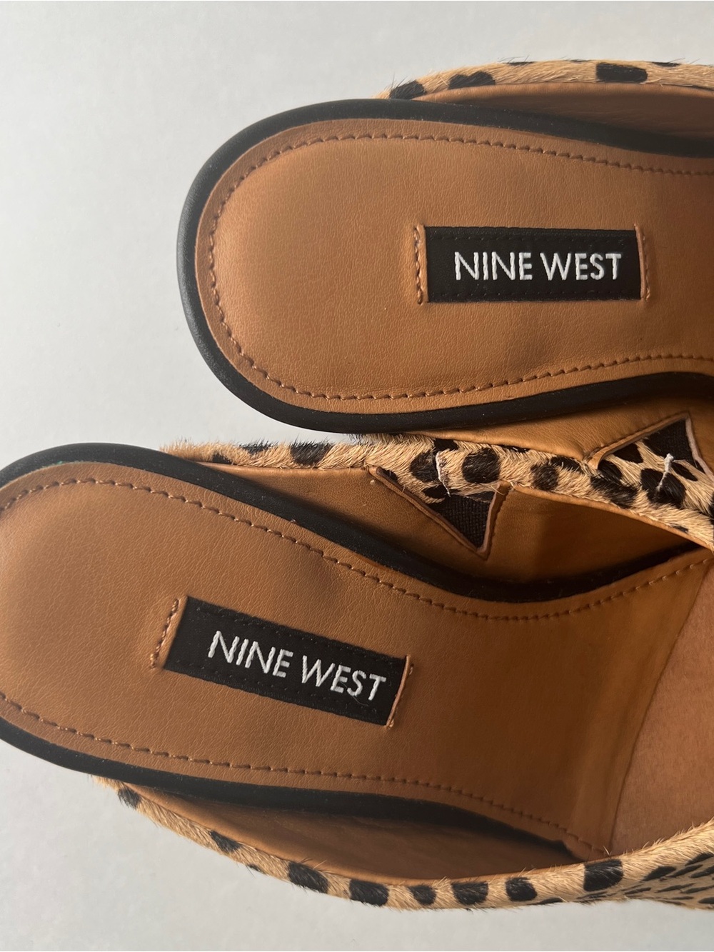 Nine West Leopard-Print Pointed-Toe Mules in Tan & Black - Picture 15 of 16
